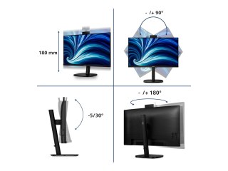 Philips 32B2U3601H - 3000 Series - monitor LED - 32" (31.5" widoczny) - 2560 x 1440 QHD @ 100 Hz - IPS - 1000:1 - HDMI, DisplayP
