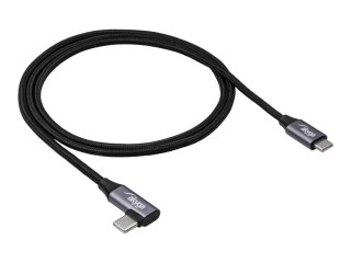 Akyga - Kabel USB - USB-C (M) do USB-C (M) zgięte w prawo - USB 2.0 - 20 V - 3 A - 1 m - Szybkie ładowanie do 60 W - szary, czar