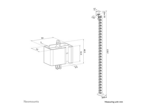 Neomounts - Kręgosłup do prowadzenia kabli - design zaciskowy, uniwersalny - biały