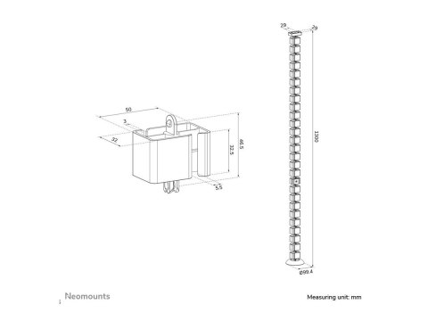 Neomounts - Kręgosłup do prowadzenia kabli - magnetyczny uchwyt, uniwersalny - czarny