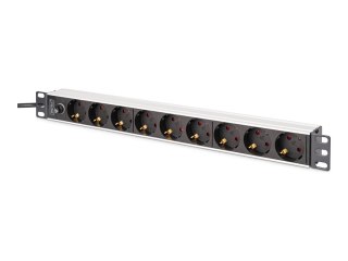 DIGITUS - Linka zasilania (montowany w stojaku) - profil aluminiowy i bezpiecznik - AC 250 V - 2500 Wh - wejście: IEC C14 - złąc