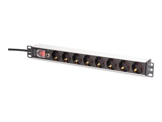 DIGITUS - Linka zasilania (montowany w stojaku) - profil aluminiowy i ochrona przed przeciążeniem - AC 250 V - 4000 wat - złącza