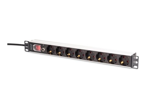 DIGITUS - Linka zasilania (montowany w stojaku) - profil aluminiowy i ochrona przed przeciążeniem - AC 250 V - 4000 wat - złącza