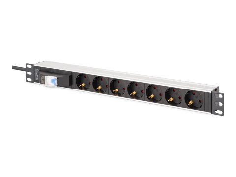DIGITUS - Linka zasilania (montowany w stojaku) - aluminium, z wyłącznikiem - AC 250 V - 4000 Wh - złącza wyjściowe: 7 (Typ C) -