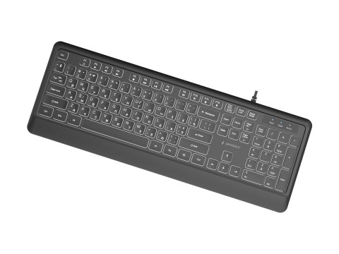 Gembird - Klawiatura - Cienki - full size - podświetlenie - USB, USB-C - Cyrylica - czarny