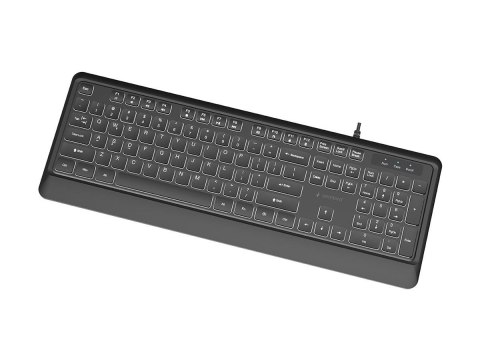 Gembird - Klawiatura - Cienki - full size - podświetlenie - USB, USB-C - QWERTY - US - czarny