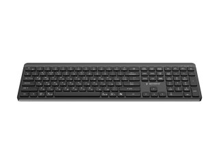 Gembird - Klawiatura - tryb podwójny, dla biznesu, smukły - full size - bezprzewodowa - 2.4 GHz, Bluetooth 5.1 - Cyrylica - czar