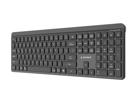 Gembird - Klawiatura - tryb podwójny, dla biznesu, smukły - full size - bezprzewodowa - 2.4 GHz, Bluetooth 5.1 - QWERTY - US - c