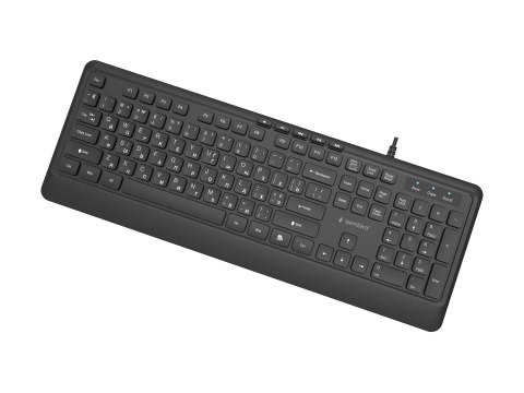Gembird - Klawiatura - smukły, multimedialny - full size - USB, USB-C - Cyrylica - czarny