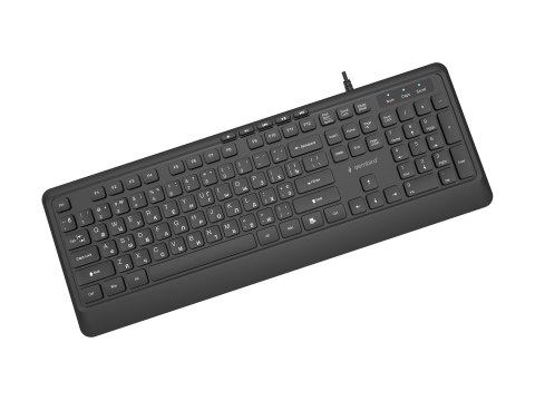 Gembird - Klawiatura - smukły, multimedialny - full size - USB, USB-C - Cyrylica - czarny