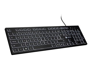 Natec HERRING GLOW - Klawiatura - smukła konstrukcja, niski profil - full size - podświetlenie - USB - QWERTY - US - czarny