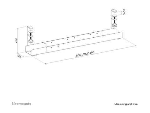 Neomounts - Cable management tray - design zaciskowy, uniwersalny - do montażu na biurku - biały