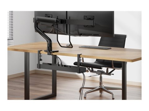 Neomounts - Cable management tray - design zaciskowy, uniwersalny - do montażu na biurku - czarny
