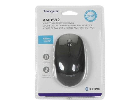 Targus Multi Device Midsize Comfort - Mysz - przeciwdrobnoustrojowa - bezprzewodowa - 2.4 GHz, Bluetooth