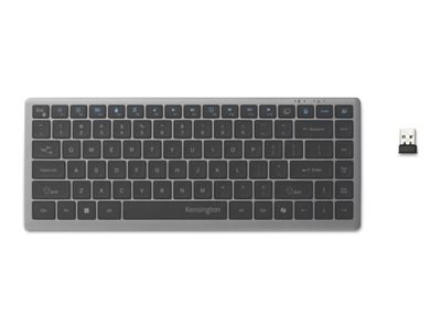 Kensington KB435 EQ - Klawiatura - wielourządzeniowy, akumulatorowy - compact - bezprzewodowa - 2.4 GHz, Bluetooth - QWERTY - Mi