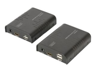 DIGITUS Professional HDMI KVM Extender over IP, Set - Przedłużacz — KVM / dźwięk - 100Mb LAN - USB - do 120 m