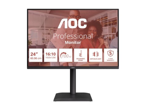 AOC X24E4U - E4 Series - monitor LED - 24" - 1920 x 1200 WUXGA @ 100 Hz - IPS - 1500:1 - 4 ms - HDMI, VGA, DisplayPort - głośnik