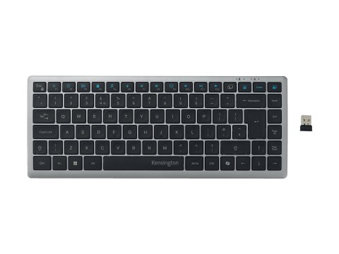 Kensington KB435 EQ - Klawiatura - wielourządzeniowy, akumulatorowy - compact - bezprzewodowa - 2.4 GHz, Bluetooth - QWERTY - Mi