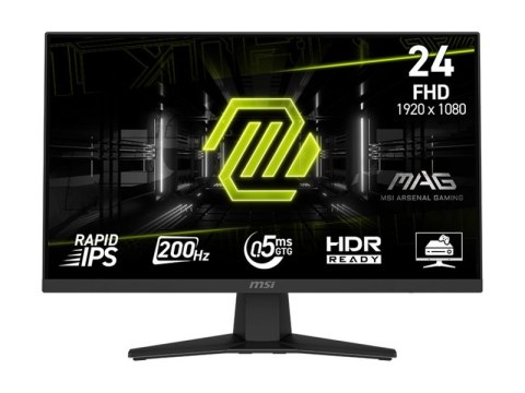 MSI MAG 244F - Monitor LED - gaming - 24" (23.8" widoczny) - 1920 x 1080 Full HD (1080p) @ 200 Hz - Fast IPS - 300 cd/m² - 1000: