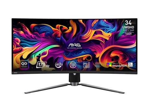 MSI MAG 341CQP QD-OLED - Monitor OLED - gaming - zaokrąglony - 34.2" (34.18" widoczny) - 3440 x 1440 UWQHD @ 175 Hz - 1000 cd/m²
