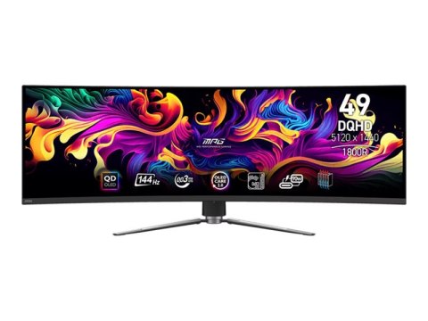 MSI MPG 491CQP QD-OLED - Monitor OLED - gaming - zaokrąglony - 49" - 5120 x 1440 Dual Quad HD @ 144 Hz - 250 cd/m² - 1500000:1 -