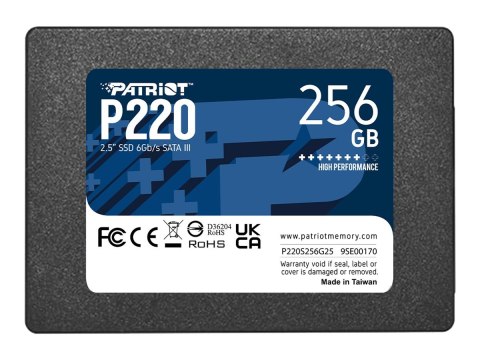 Patriot P220 - SSD - 256 GB - wewnętrzny - 2,5" - SATA 6Gb/s