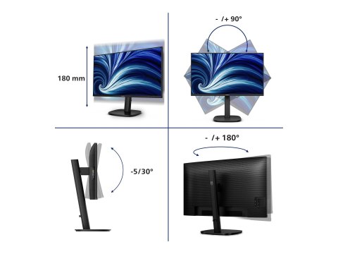 Philips 24B2U3301D - Monitor LED - 24" - 1920 x 1200 WUXGA @ 100 Hz - IPS - 300 cd/m² - 1500:1 - 4 ms - HDMI, DisplayPort, USB-C