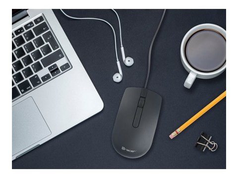 Tracer OFFI - Mysz - ergonomiczna - prawo i leworęczna - optyczna - 3 przyciski - przewodowa - USB - czarny