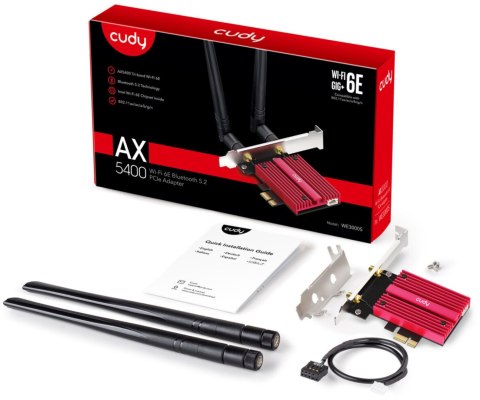KARTA SIECIOWA WI-FI 6E PCIE WE3000S 2.4 GHz, 5 GHz, 6 GHz 574 Mb/s + 2402 Mb/s Wi-Fi 6E CUDY