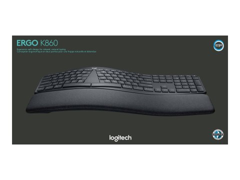 Logitech ERGO K860 - Klawiatura - bezprzewodowa - 2.4 GHz, Bluetooth 5.0 - Nordycka
