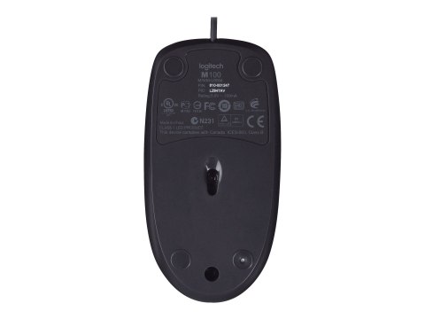 Logitech M100 - Mysz - pełny rozmiar - prawo i leworęczna - optyczna - 3 przyciski - przewodowa - USB - czarny