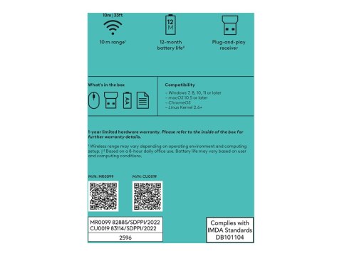 Logitech M171 - Mysz - prawo i leworęczna - optyczna - 3 przyciski - bezprzewodowa - 2.4 GHz - odbiornik bezprzewodowy USB - nie