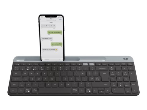Logitech Slim Multi-Device K580 - Klawiatura - bezprzewodowa - Bluetooth, 2.4 GHz - Nordycka - grafitowy