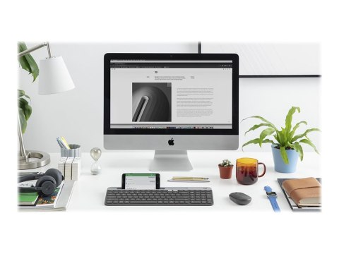 Logitech Slim Multi-Device K580 - Klawiatura - bezprzewodowa - Bluetooth, 2.4 GHz - Nordycka - grafitowy
