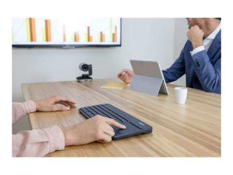 Logitech Wireless Touch Keyboard K400 Plus - Klawiatura - z gładzik - bezprzewodowa - 2.4 GHz - AZERTY - Belgia - czarny