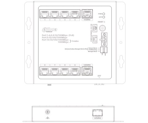 ZARZĄDZALNY SWITCH PRZEMYSŁOWY POE CHS4110-8ET-90-F 8-PORTOWY SFP DAHUA
