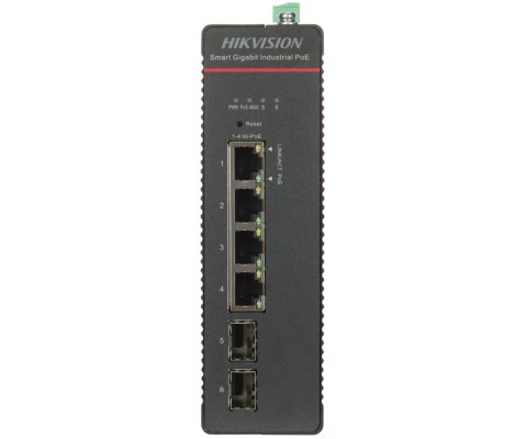 ZARZĄDZALNY SWITCH PRZEMYSŁOWY POE DS-3T1506HP-SI-4P2F/NO POWER UNIT 4-PORTOWY SFP Hikvision