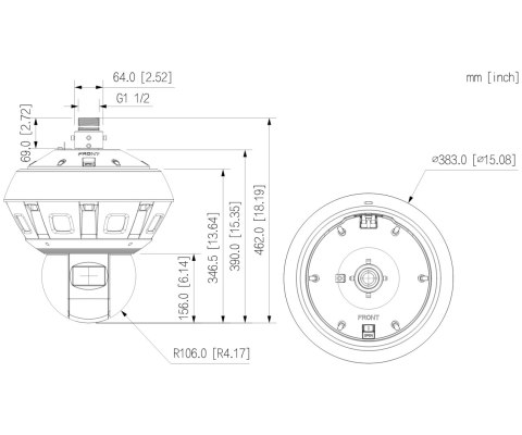 KAMERA IP OBROTOWA ZEWNĘTRZNA PSDW82442M-A270-D440-DC36V-S3 PANORAMICZNA WizMind - 4 Mpx, 22 Mpx 5.5 ... 300 mm, 6 X 2.8 mm DAHU