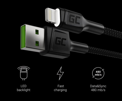 PRZEWÓD KABGC05 USB-A/LIGHTNING Ray 1.2 m Green Cell