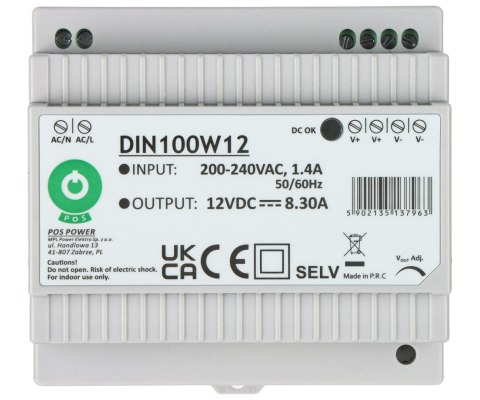 ZASILACZ IMPULSOWY DIN100W12 POS