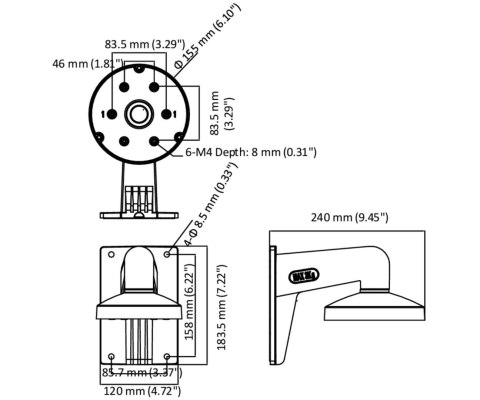 UCHWYT KAMERY DS-1473ZJ-155 Hikvision