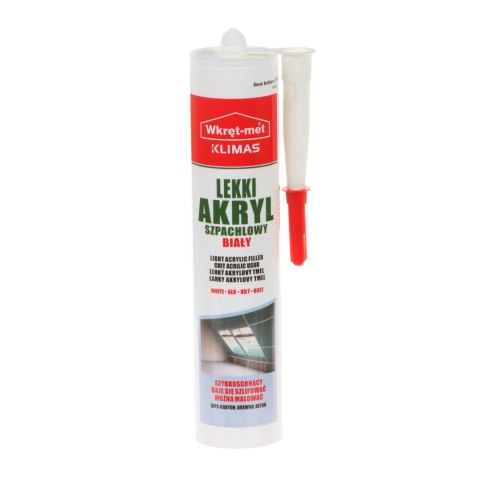AKRYL SZPACHLOWY LEKKI UAL-310 KARTUSZ 310 ml BIAŁY WKRĘT-MET KLIMAS