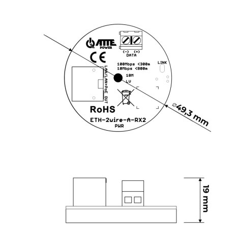 ZESTAW KONWERTERÓW UTP / 2-WIRE DO TRANSMISJI LAN+POE ETH-2WIRE-A-SET2 KOMPLET 2 SZT ATTE
