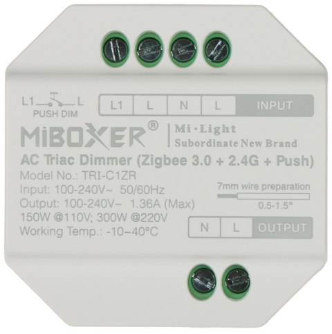 INTELIGENTNY STEROWNIK OŚWIETLENIA LED TRI-C1ZR ZigBee, 2.4GHz MiBOXER