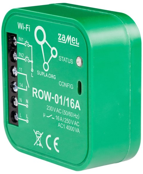 INTELIGENTNY PRZEŁĄCZNIK ROW-01/16A Wi-Fi 230 V AC ZAMEL