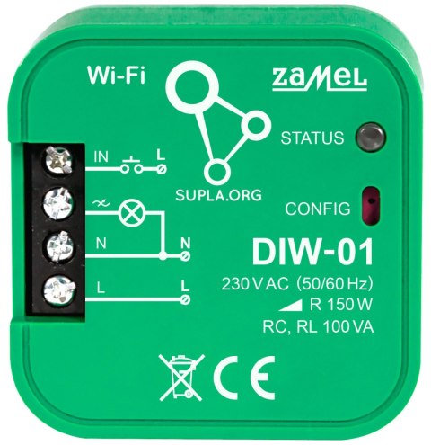 INTELIGENTNY ŚCIEMNIACZ OŚWIETLENIA DIW-01 Wi-Fi, 230 V AC ZAMEL