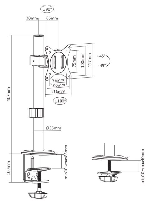 UCHWYT BIURKOWY MONITORA BRATECK-LDT66-C01 BRATECK