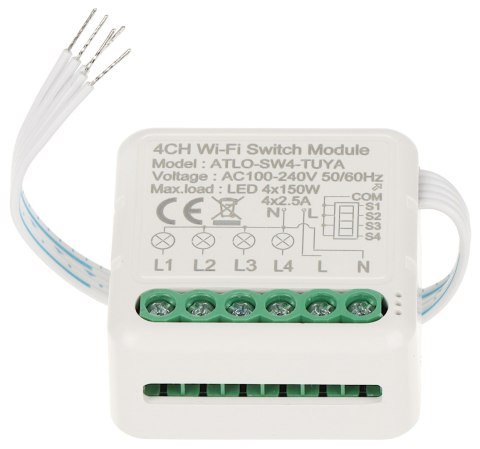 POCZWÓRNY INTELIGENTNY STEROWNIK OŚWIETLENIA LED ATLO-SW4-TUYA Wi-Fi, Tuya Smart