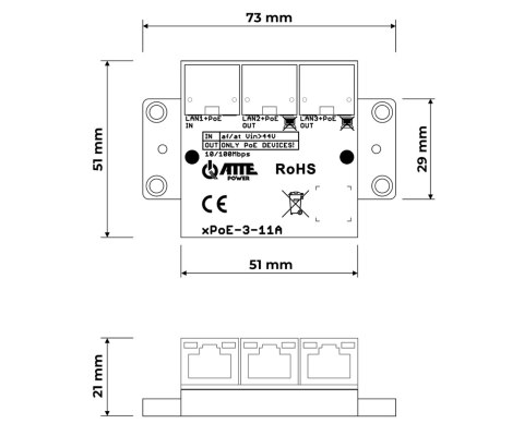 SWITCH POE / EXTENDER XPOE-3-11A 3-PORTOWY ATTE