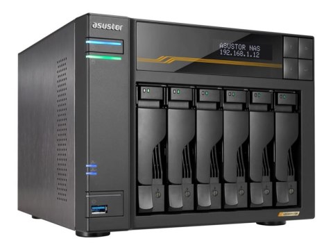 ASUSTOR Lockerstor 6 Gen3 - Serwer NAS - 6 wnęki - SATA 6Gb/s / PCIe 4.0 x4 (NVMe) - RAID JBOD, 0, 1, 5, 6, 10 - RAM 16 GB - Gig